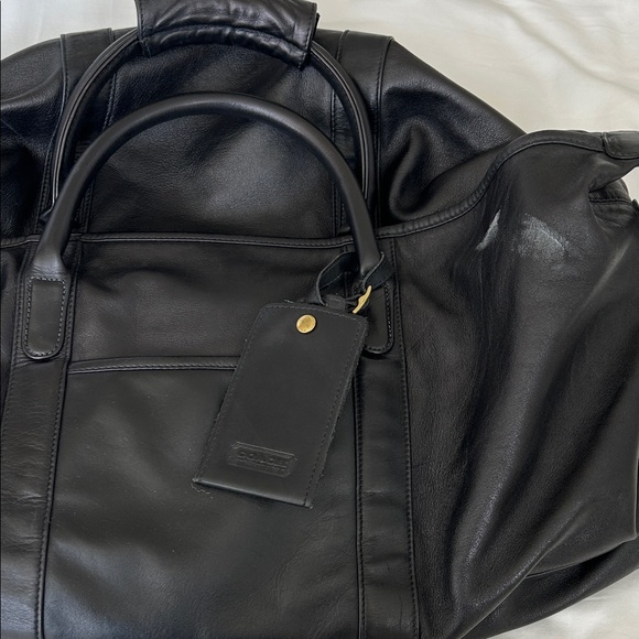Coach Vintage Black Leather Overnight Bag - Picture 1 of 16